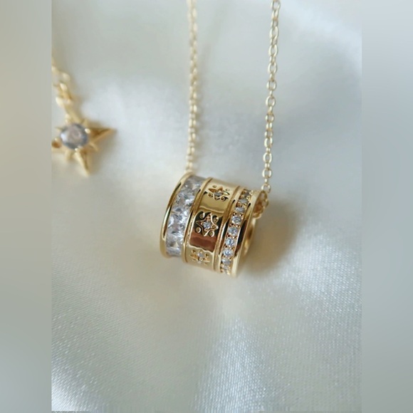 Gold Plated Rolling Barrel Pendant Necklace - Picture 4 of 13